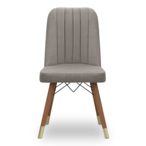 Καρέκλα τραπεζαρίας Carla Megapap από βελούδο χρώμα μπεζ - καρυδί/χρυσό πόδι 45x46x90εκ. - Image 4