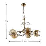 Φωτιστικό οροφής Zara Megapap E27 μεταλλικό πεντάφωτο χρώμα μπρονζέ Φ52x75εκ. - Image 3