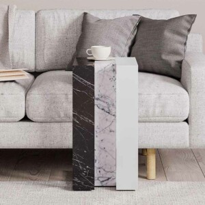 Τραπεζάκι βοηθητικό Muju Megapap χρώμα μαύρο - λευκό εφέ μαρμάρου/λευκό 30x40x57εκ. - Image 2