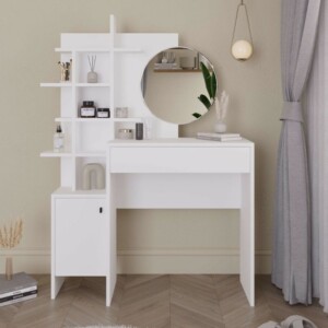 Τουαλέτα με καθρέπτη Mup Megapap χρώμα λευκό 105x35x151εκ.