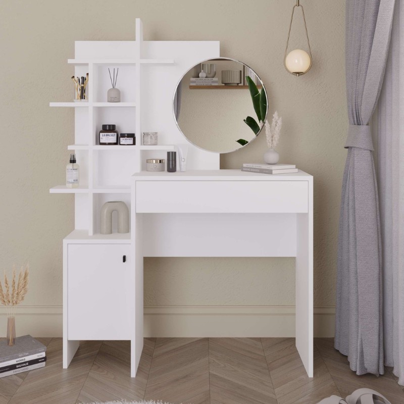 Τουαλέτα με καθρέπτη Mup Megapap χρώμα λευκό 105x35x151εκ.