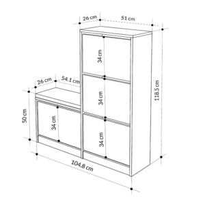 Παπουτσοθήκη Dude Megapap χρώμα λευκό 104,8x26x118,5εκ. - Image 6
