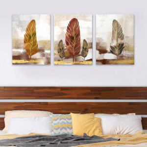 Πίνακας σε καμβά "Autumn Leaves" Megapap τρίπτυχος ψηφιακής εκτύπωσης 126x55x3εκ. - Image 2