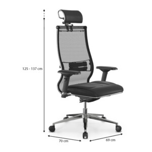Καρέκλα γραφείου Samurai L2-6D Megapap εργονομική με ύφασμα TS Mesh και τεχνόδερμα χρώμα μαύρο 69x70x125/137εκ. - Image 13