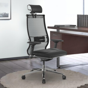 Καρέκλα γραφείου Samurai L2-6D Megapap εργονομική με ύφασμα TS Mesh και τεχνόδερμα χρώμα μαύρο 69x70x125/137εκ. - Image 3