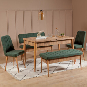 Καναπές διθέσιος - Παγκάκι Alden Megapap από μελαμίνη - ύφασμα χρώμα πράσινο 110x40x85εκ. - Image 2