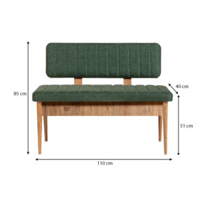 Καναπές διθέσιος - Παγκάκι Alden Megapap από μελαμίνη - ύφασμα χρώμα πράσινο 110x40x85εκ. - Image 6
