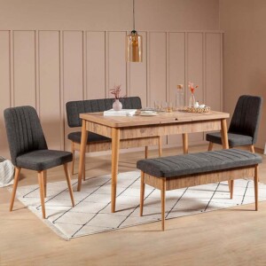 Καναπές διθέσιος - Παγκάκι Alden Megapap από μελαμίνη - ύφασμα χρώμα ανθρακί 110x40x85εκ. - Image 2