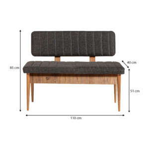 Καναπές διθέσιος - Παγκάκι Alden Megapap από μελαμίνη - ύφασμα χρώμα ανθρακί 110x40x85εκ. - Image 6