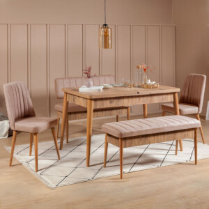 Καναπές διθέσιος - Παγκάκι Alden Megapap από μελαμίνη - βελούδο χρώμα μπεζ 110x40x85εκ. - Image 2