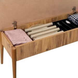 Καναπές διθέσιος - Παγκάκι Alden Megapap από μελαμίνη - βελούδο χρώμα μπεζ 110x40x85εκ. - Image 4