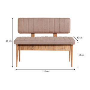 Καναπές διθέσιος - Παγκάκι Alden Megapap από μελαμίνη - βελούδο χρώμα μπεζ 110x40x85εκ. - Image 6