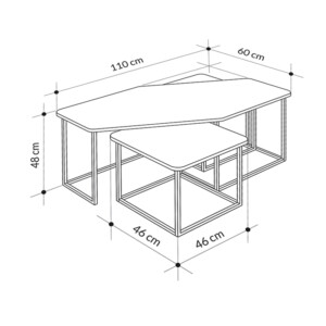 Τραπεζάκι σαλονιού σετ 3 τμχ. Nesty Megapap χρώμα saphhire oak - γκρι ρετρό - λευκό εφέ μαρμάρου 110x60x48εκ. - Image 6