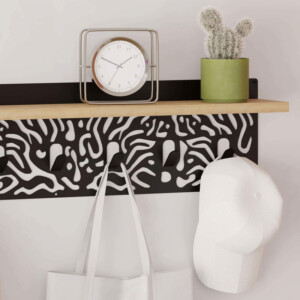 Κρεμάστρα τοίχου Novo Megapap από  μέταλλο - μελαμίνη χρώμα sapphire oak - μαύρο 80x12,2x20εκ. - Image 3