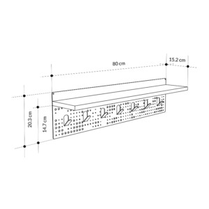 Κρεμάστρα τοίχου Popy Megapap από  μέταλλο - μελαμίνη χρώμα λευκό - μαύρο 80x15,2x20,3εκ. - Image 5