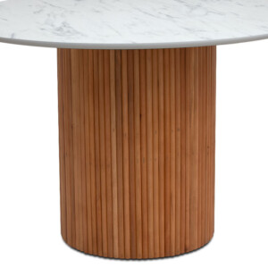 Τραπέζι Borno Megapap χρώμα φυσικό - λευκό εφέ μαρμάρου Ø120x78 εκ. - Image 4