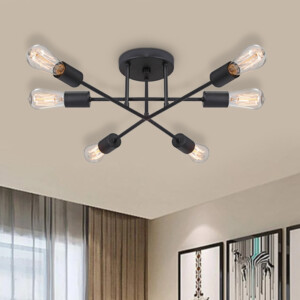 Φωτιστικό οροφής Helga Megapap E27 μεταλλικό εξάφωτο χρώμα μαύρο 50x12x20εκ. - Image 2