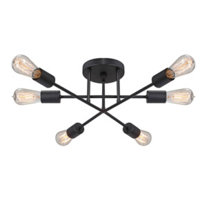 Φωτιστικό οροφής Helga Megapap E27 μεταλλικό εξάφωτο χρώμα μαύρο 50x12x20εκ.