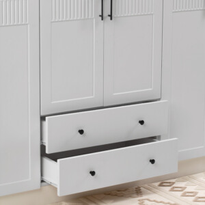 Ντουλάπα ρούχων Jenna Megapap εξάφυλλη με συρτάρια χρώμα λευκό 210x50x182εκ. - Image 5