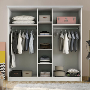 Ντουλάπα ρούχων Emily Megapap πεντάφυλλη χρώμα λευκό 175x50x210εκ. - Image 2