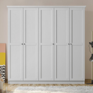 Ντουλάπα ρούχων Emily Megapap πεντάφυλλη χρώμα λευκό 175x50x210εκ. - Image 3