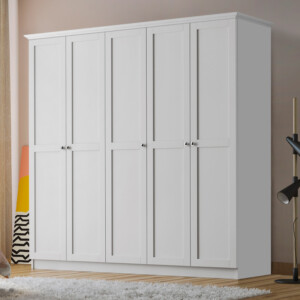 Ντουλάπα ρούχων Emily Megapap πεντάφυλλη χρώμα λευκό 175x50x210εκ. - Image 4