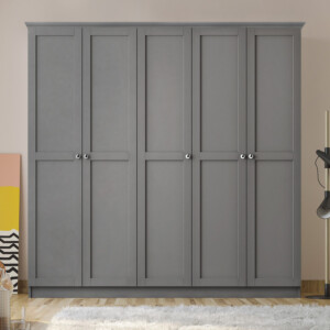 Ντουλάπα ρούχων Emily Megapap πεντάφυλλη χρώμα ανθρακί 175x50x210εκ. - Image 3