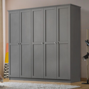 Ντουλάπα ρούχων Emily Megapap πεντάφυλλη χρώμα ανθρακί 175x50x210εκ. - Image 4