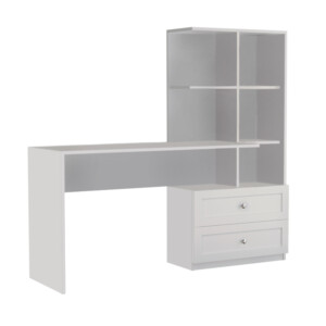 Γραφείο εργασίας Emily Megapap με βιβλιοθήκη χρώμα λευκό 155x60x152εκ. - Image 4