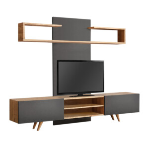 Σύνθεση τηλεόρασης Giacomo Megapap χρώμα sapphire oak - ανθρακί 180x40x45εκ. - Image 4