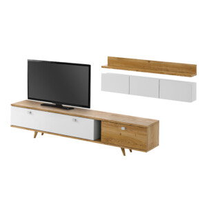 Σύνθεση τηλεόρασης Hera Megapap χρώμα sapphire oak - λευκό 170x37x45εκ. - Image 3