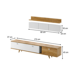 Σύνθεση τηλεόρασης Hera Megapap χρώμα sapphire oak - λευκό 170x37x45εκ. - Image 5