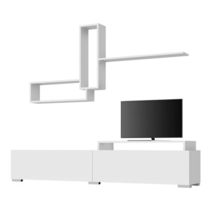 Σύνθεση τηλεόρασης Odessa Megapap χρώμα λευκό 180x37x47εκ. - Image 4