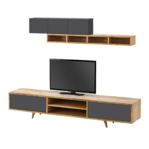 Σύνθεση τηλεόρασης Serine Megapap χρώμα sapphire oak - ανθρακί 170x37x45εκ. - Image 3