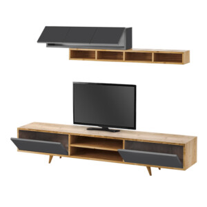 Σύνθεση τηλεόρασης Serine Megapap χρώμα sapphire oak - ανθρακί 170x37x45εκ. - Image 4