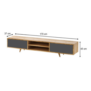 Έπιπλο τηλεόρασης Serine Megapap χρώμα sapphire oak - ανθρακί 170x37x45εκ. - Image 5