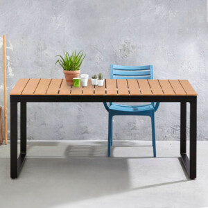 Τραπέζι κήπου Poseidon Megapap μέταλλο - ξύλο χρώμα μαύρο - καρυδί 180x92x75εκ. - Image 2