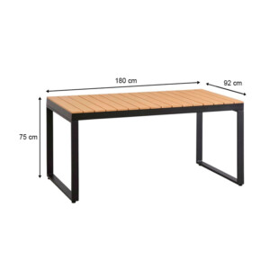 Τραπέζι κήπου Poseidon Megapap μέταλλο - ξύλο χρώμα μαύρο - καρυδί 180x92x75εκ. - Image 6