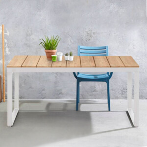 Τραπέζι κήπου Poseidon Megapap μέταλλο - ξύλο χρώμα λευκό - φυσικό 180x92x75εκ. - Image 2