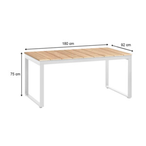 Τραπέζι κήπου Poseidon Megapap μέταλλο - ξύλο χρώμα λευκό - φυσικό 180x92x75εκ. - Image 6