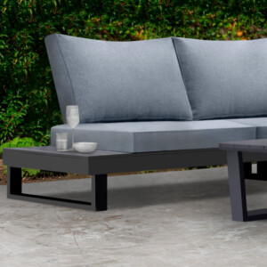 Σαλόνι κήπου γωνιακό Lyra Megapap σετ 3 τμχ μέταλλο - ξύλο χρώμα μαύρο - Image 2