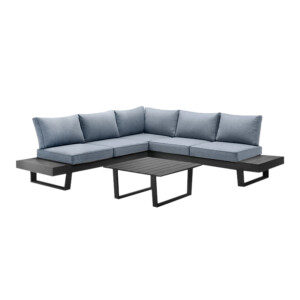 Σαλόνι κήπου γωνιακό Lyra Megapap σετ 3 τμχ μέταλλο - ξύλο χρώμα μαύρο - Image 3