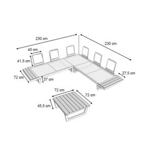 Σαλόνι κήπου γωνιακό Lyra Megapap σετ 3 τμχ μέταλλο - ξύλο χρώμα μαύρο - Image 4