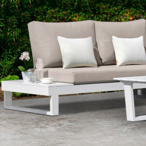 Σαλόνι κήπου γωνιακό Lyra Megapap σετ 3 τμχ μέταλλο - ξύλο χρώμα λευκό - Image 2