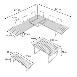 Σαλόνι κήπου γωνιακό Artemis Megapap σετ 4 τμχ μέταλλο - ξύλο χρώμα μαύρο - καρυδί - Image 4