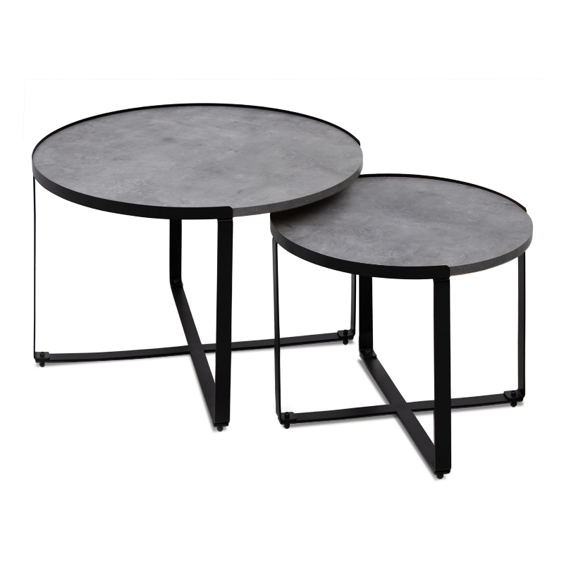 Σετ τραπεζάκια σαλονιού Davis Megapap 2τμχ. χρώμα γκρι σκυροδέματος 70x69x46εκ. Σετ τραπεζάκια σαλονιού Davis Megapap 2τμχ. χρώμα γκρι σκυροδέματος 70x69x46εκ.