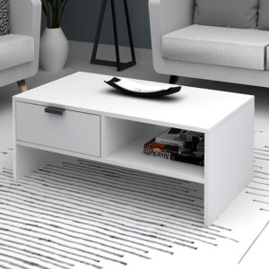 Τραπεζάκι σαλονιού Galaxy Megapap χρώμα λευκό 100x50x42εκ. - Image 3