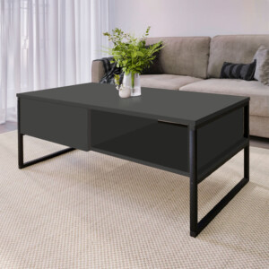 Τραπεζάκι σαλονιού Lawrence Megapap χρώμα ανθρακί 105x60x46εκ. - Image 2