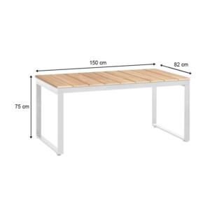 Τραπέζι κήπου Poseidon Megapap μεταλλικό - μασίφ ξύλο χρώμα λευκό - φυσικό 150x82x75εκ. - Image 6