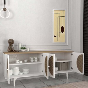 Μπουφές Aureta Megapap χρώμα λευκό - sapphire oak 180x45x75εκ. - Image 2